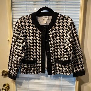Vintage Old Money Black and White 1045 Park Houndstooth cropped grannycore 80's
